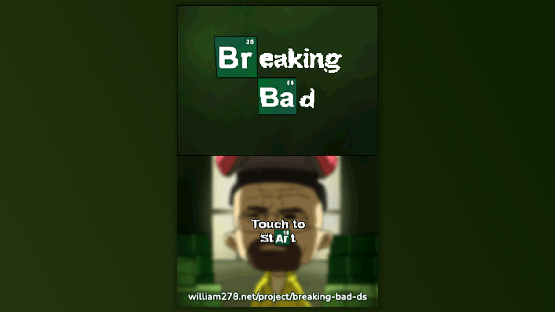The title screen, with the Breaking Bad logo